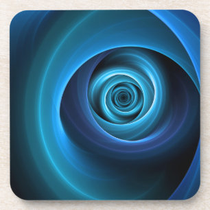 3D Spiral Blue Colours Modern Abstract Fractal Art Coaster