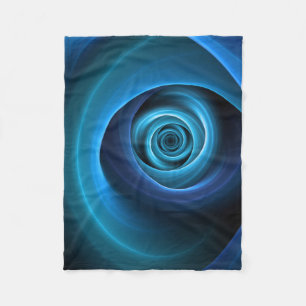 3D Spiral Blue Colours Modern Abstract Fractal Art Fleece Blanket