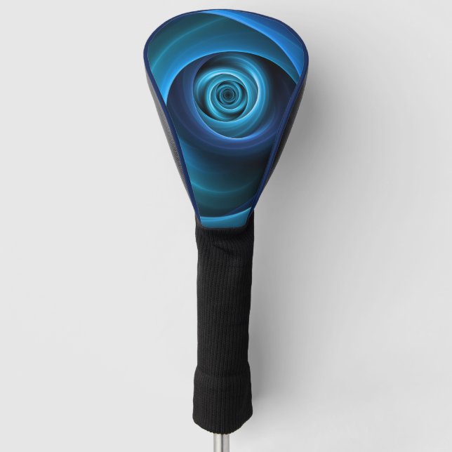 3D Spiral Blue Colours Modern Abstract Fractal Art Golf Head Cover (Front)