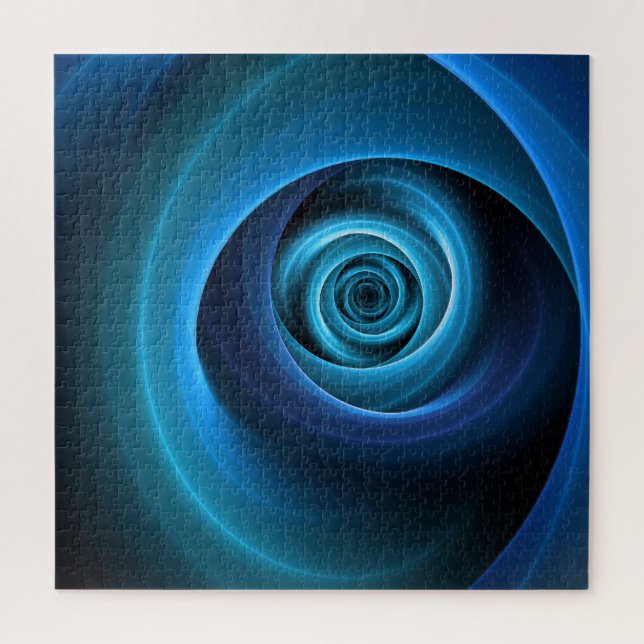3D Spiral Blue Colours Modern Abstract Fractal Art Jigsaw Puzzle (Vertical)