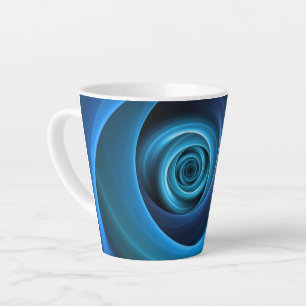 3D Spiral Blue Colours Modern Abstract Fractal Art Latte Mug