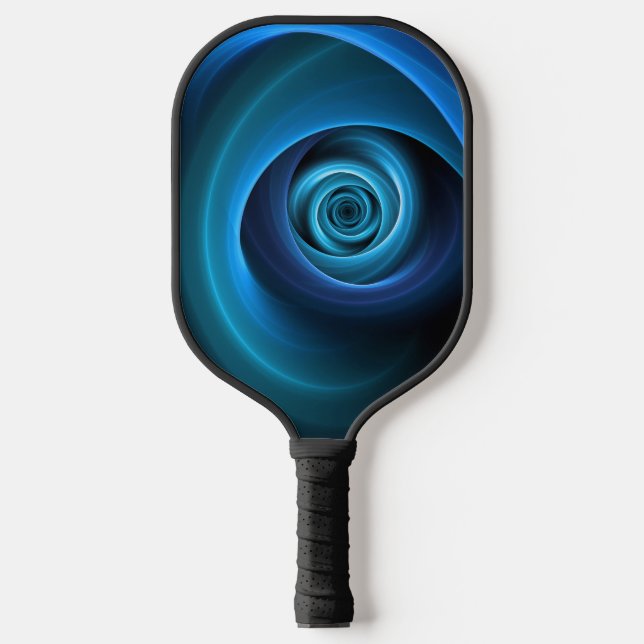 3D Spiral Blue Colours Modern Abstract Fractal Art Pickleball Paddle (Front)