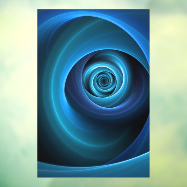 3D Spiral Blue Colours Modern Abstract Fractal Art Window Cling (Sheet 3)