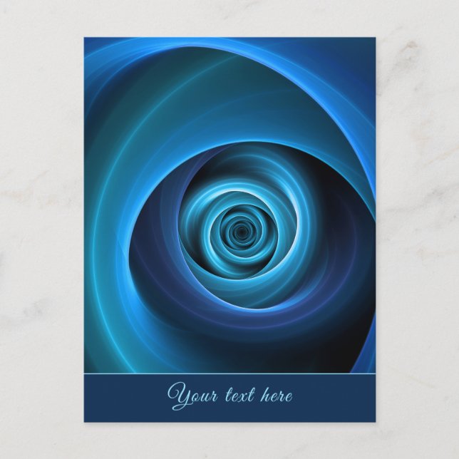3D Spiral Blue Colours Modern Abstract Fractal Tex Postcard (Front)