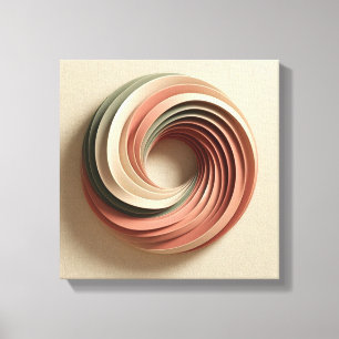 3D Spiral Surreal Abstract Art in Earth Tones Canvas Print