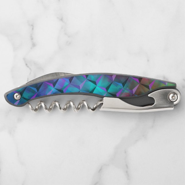 3D square stained blue lilac to pink or triaangles Corkscrew (Back)