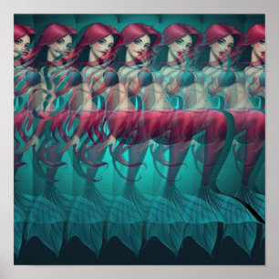 3D Stereogram Mermaid Poster