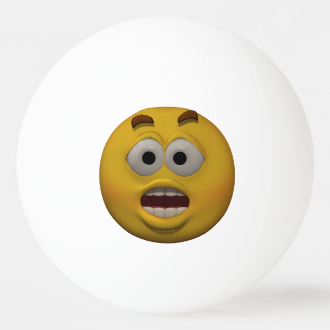 3D Style Affraid Emoticon Ping Pong Ball (Front)