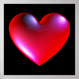 3D Style Heart Symbol Red Poster