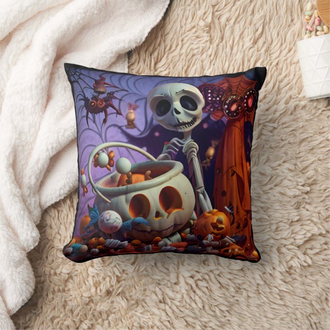 3D Sugar Skull  Throw Pillow (Blanket)