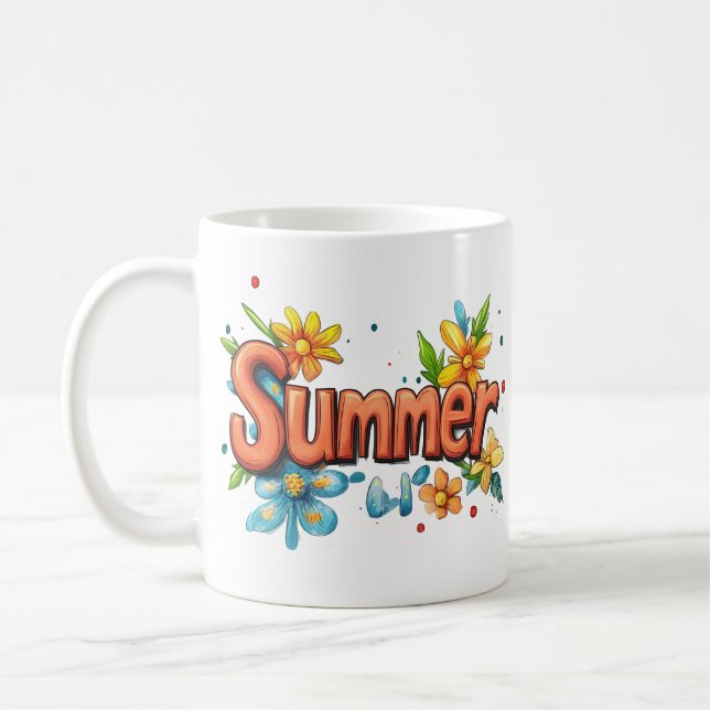 3d Summer Text Coffee Mug (Left)