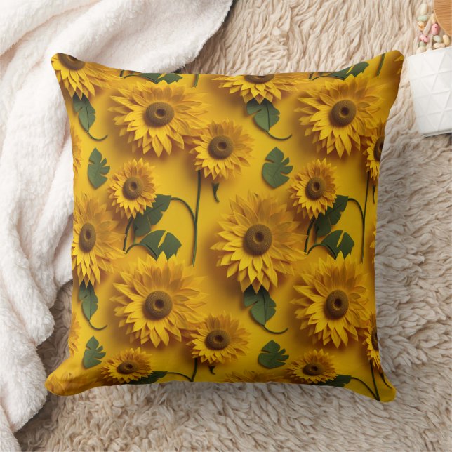 3d sunflowers throw pillow (Blanket)