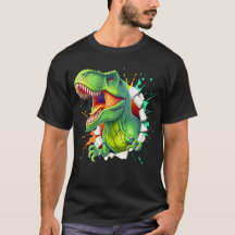 3D T-Rex Dinosaur Wall Smash Boys Kids T-Shirt