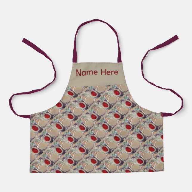 3D Tan and Burgundy Modern Pattern Apron (Front)