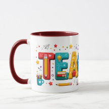 3D Teacher Typography Art Mug – Appreciation Gift