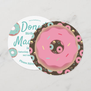 3D Teal and Pink Doughnut Sprinkle Mix Round Invitation