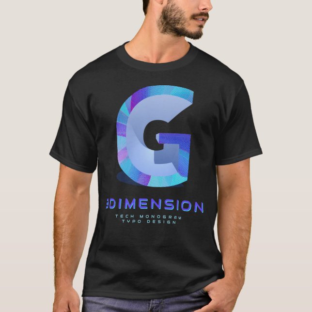 3D Tech Letter G Modern Monogram Stylish T-Shirt (Front)