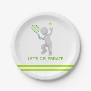 3D Tennis Player Tennis Racket Ball Personalized Paper Plate
