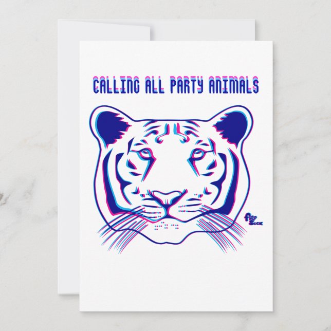 3D Tiger Party Invitation (Front)