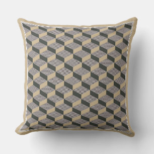 3D tiles beige design Throw Pillow