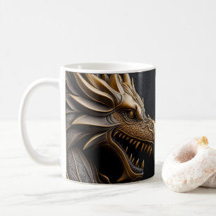 3D Tooled Leather Look Printed Dragon Coffee Mug