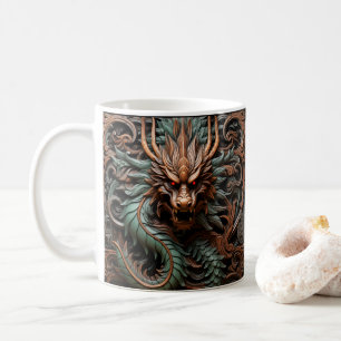 3D Tooled Leather Look Printed Dragon Coffee Mug