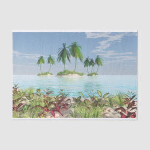 3D Tropical Sandy Beach Palm Tree Islands Tissue Paper
