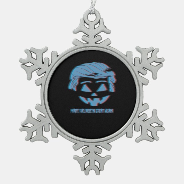 3D Trumpkin Make Halloween Great Again Snowflake Pewter Christmas Ornament (Front)
