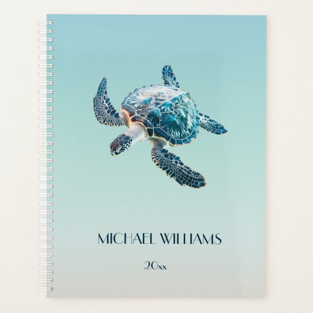 3D Turtle Turtle Coastal Add Name And Year  Planner (Front)