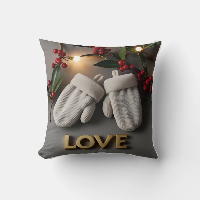 3D Velvet Baby Mittens - Double Design Throw Pillow (Front)