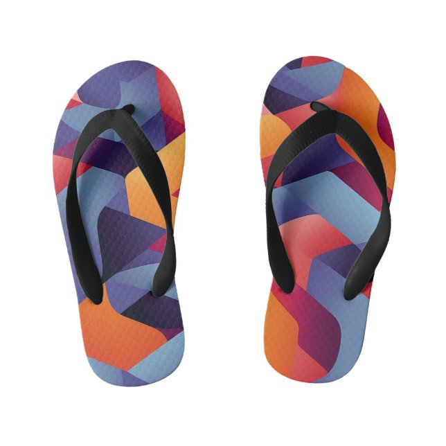 3D Vibrant Geometric Pattern 2  Kid's Flip Flops (Footbed)