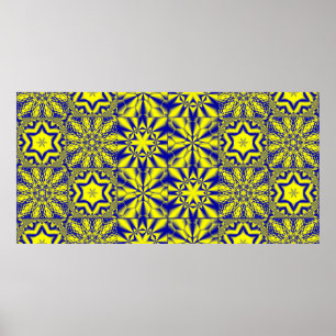 3D wall Tile decor, old tile mosaic in oriental st Poster