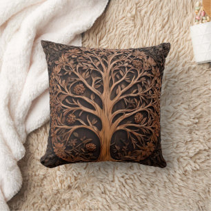 3D Warah Tree Wood Print, Throw Pillow