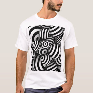 3D White Balls Black Lines T-Shirt