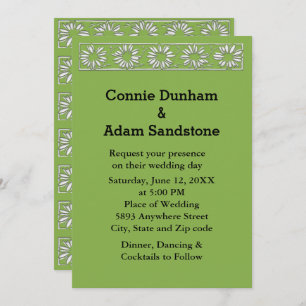 3D White Daisies Pattern Greenery Backgrd Wedding Invitation