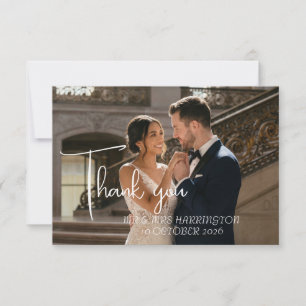 3D White Floral Burgundy Photo Wedding Thank You Card