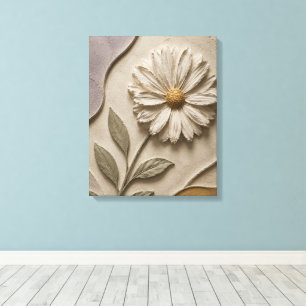 3D White Flower Sculptural Art Elegant Minimalis Canvas Print
