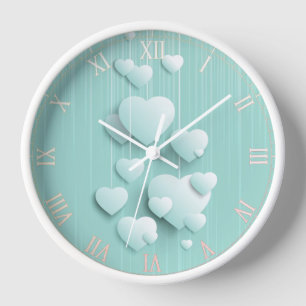 3D white hearts Clock