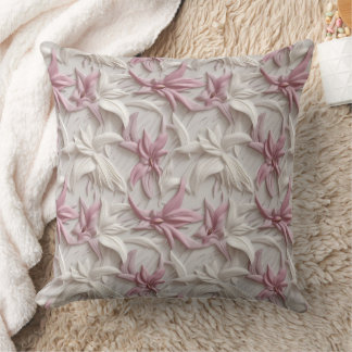 3d white pink purple lilies  throw pillow