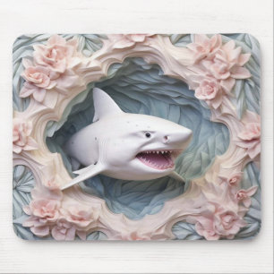 3D White Shark Mouse Pad