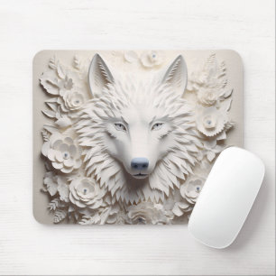 3D White Wolf Mouse Pad