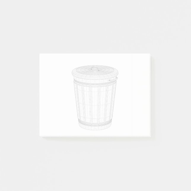 3D wire-frame model of trash can Post-it Notes (Front)
