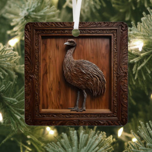 3d Wood Australian Emu Print, Metal Ornament