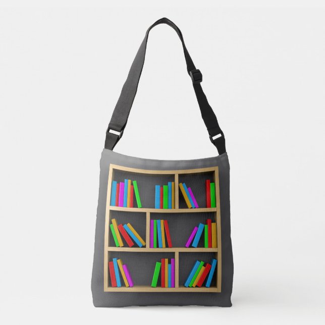 3D wood bookshelf Crossbody Bag (Front)