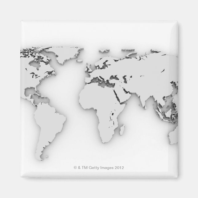 3D World map, computer generated image Magnet (Front)