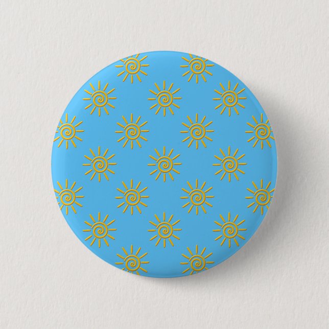 3D Yellow Sun Drawing Pattern 2 Inch Round Button (Front)