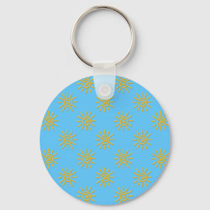 3D Yellow Sun Drawing Pattern Keychain