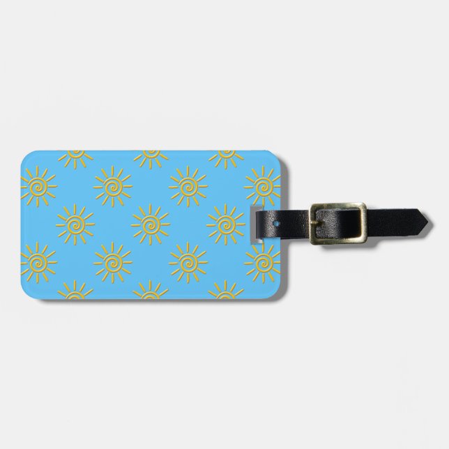 3D Yellow Sun Drawing Pattern Luggage Tag (Front Horizontal)