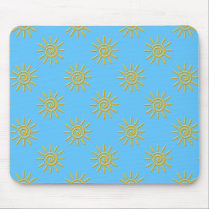 3D Yellow Sun Drawing Pattern Mouse Pad