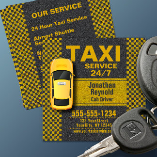 3D Yellow Taxi 24/7 Service Cab Driver Square Business Card